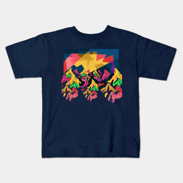 Montain Colorfully Kids T-Shirt by Shuriken